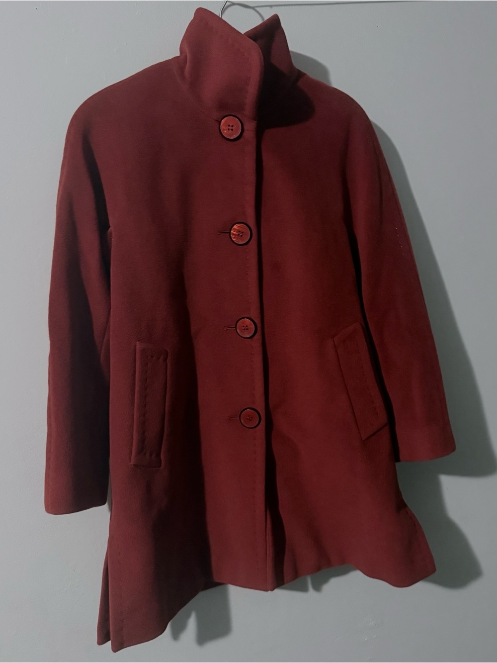 Ellen Tracy Burgundy Wool Angora Swing Coat Size 6P